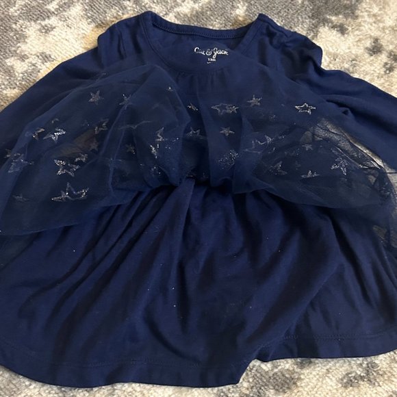 Cat & Jack Toddler Girls Long Sleeve Navy-Blue Dress 12 Months - Picture 2 of 3